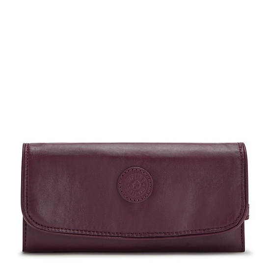 Kipling Money Land Metallic Snap Plånbok Vinröda | SE 1429NW